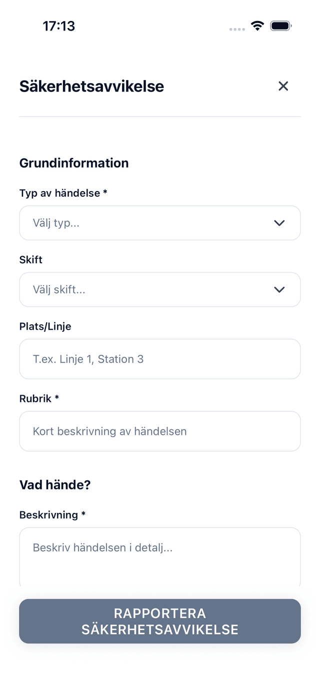 Flow Säkerhet – incidentrapportering i mobilappen