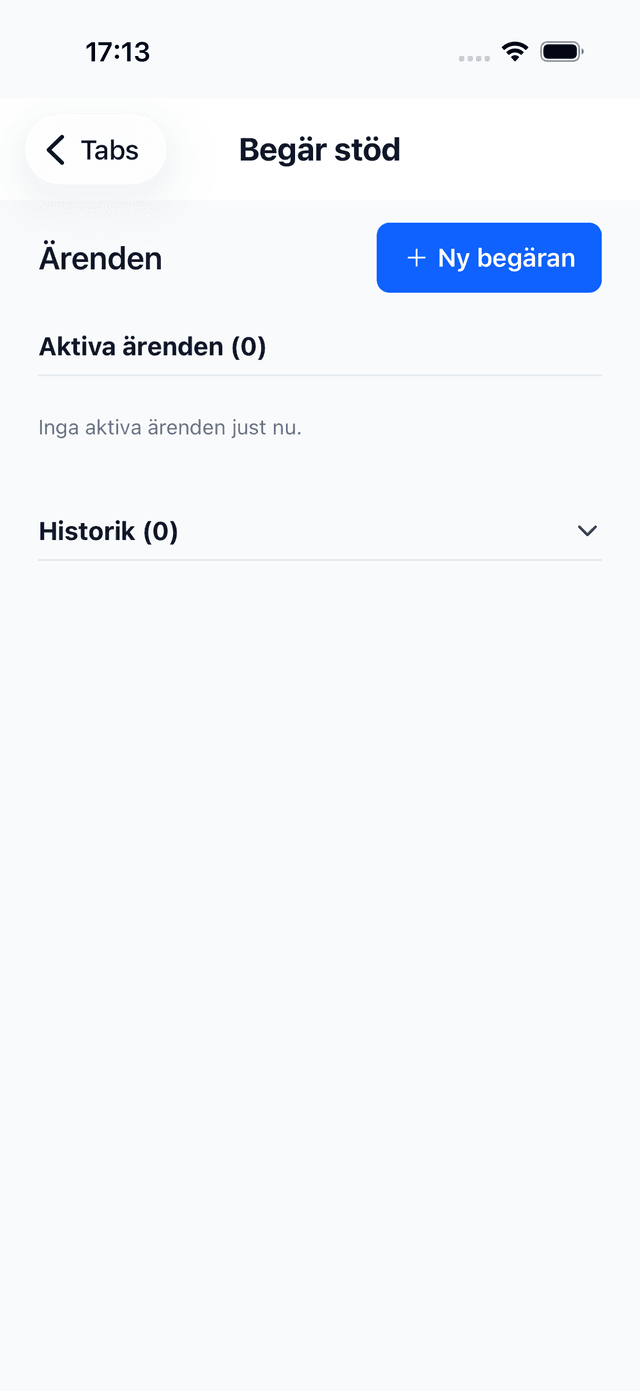 Flow tillkalla support på mobil